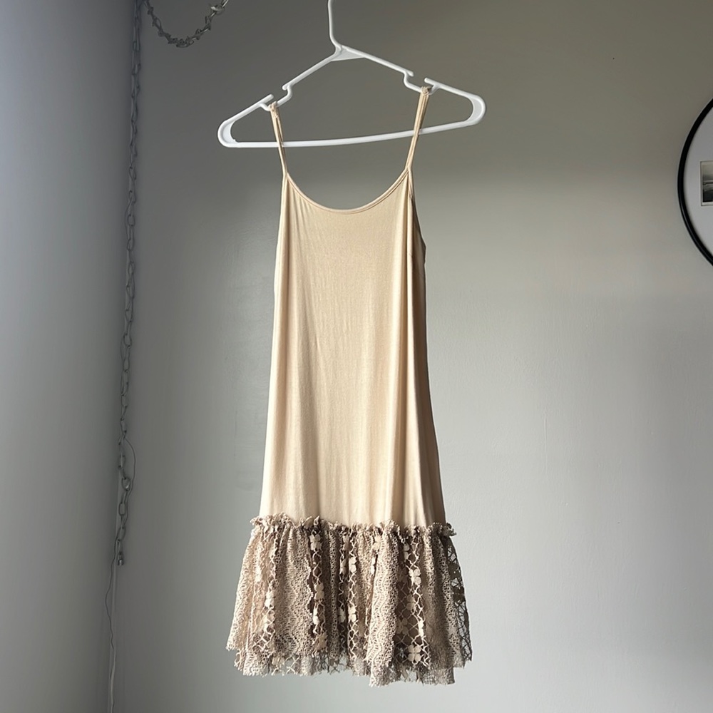 Cotton Slip Dress with Ruffle Bottom